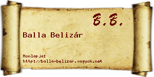 Balla Belizár névjegykártya